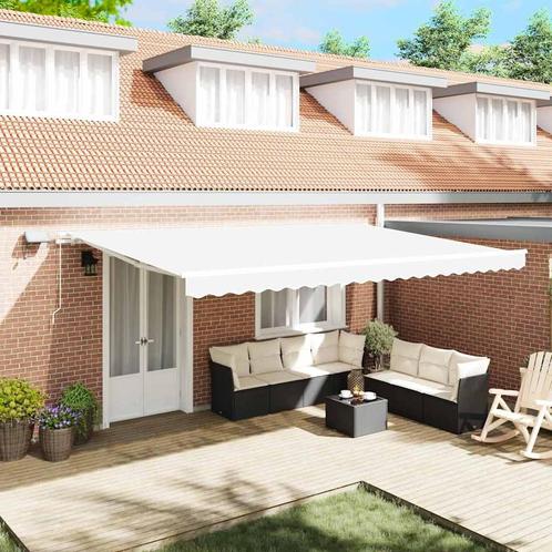 vidaXL Inklapbaar Zonnescherm met 500 × 300 cm Wit, Tuin en Terras, Zonneschermen, Nieuw, Verzenden