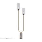 Art Deco vloerlamp messing met helder glas 2-lichts - Rid, Nieuw, Glas, 150 tot 200 cm, Art Deco