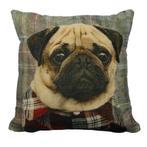 kussen fluweel preppy mops 45x45cm*, Verzenden, Nieuw