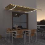 vidaXL Luifel handmatig uittrekbaar met LED 450x350 cm geel, Tuin en Terras, Zonneschermen, Nieuw, Verzenden