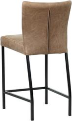 Bruine leren moderne barkruk - poot vierkant zwart - Vintage, Huis en Inrichting, Barkrukken, Met voetsteun, Nieuw, Leer, Ophalen of Verzenden