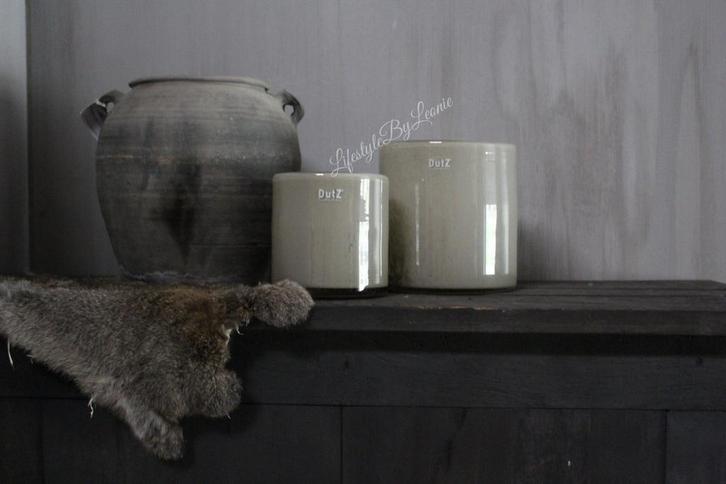 DUTZ cilinder bubbels taupe 14 x 13 cm, Huis en Inrichting, Woonaccessoires | Kandelaars en Kaarsen, Nieuw, Ophalen of Verzenden