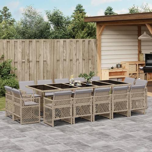 vidaXL 15-delige Tuinset met kussens poly rattan gemengd, Tuin en Terras, Tuinsets en Loungesets, Tuinset, Nieuw, 4 zitplaatsen