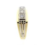 Bicolor gouden heren ring met diamant | 0,3 ct. (vintage), Sieraden, Tassen en Uiterlijk, Ringen, Gebruikt, Overige kleuren, 19 tot 20
