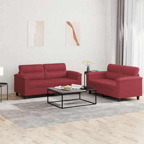 vidaXL 2-delige Loungeset met kussens kunstleer wijnrood, Huis en Inrichting, Banken | Bankstellen, Nieuw, Leer, Vierpersoons of meer