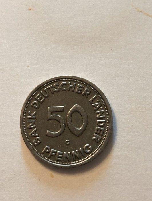 Duitsland. 50 Pfennig 1950 (BANK DEUTSCHER LÄNDER - G), Postzegels en Munten, Munten | Europa | Niet-Euromunten