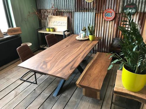 unieke houten designtafel exclusief teakhouten eettafel, Huis en Inrichting, Tafels | Eettafels, 50 tot 100 cm, 200 cm of meer