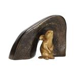 Beeldje - Mouse in house - Brons, Antiek en Kunst, Curiosa en Brocante