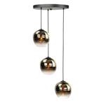 Hanglamp semi goud glas 3 voudig Glazen lampenkap bol 22cm, Huis en Inrichting, Lampen | Hanglampen, Ophalen of Verzenden, Nieuw