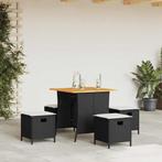 vidaXL 5-delige Tuinset met kussens poly rattan zwart, Verzenden, Nieuw, Rotan, Tuinset
