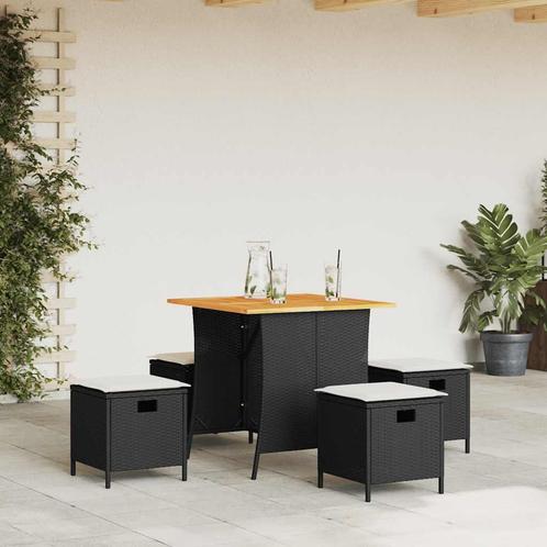 vidaXL 5-delige Tuinset met kussens poly rattan zwart, Tuin en Terras, Tuinsets en Loungesets, Tuinset, Nieuw, Rotan, Verzenden