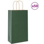 vidaXL Papieren zakken 50 st met hengsels 21x11x36 cm groen, Verzenden, Nieuw