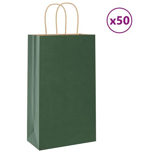 vidaXL Papieren zakken 50 st met hengsels 21x11x36 cm groen, Diversen, Cadeauverpakkingen, Nieuw, Verzenden