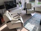 Set van 2 leren draaifauteuils met stervoet - wit leer, Huis en Inrichting, Fauteuils, Nieuw, Ophalen of Verzenden, Industrieel