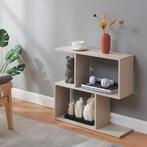 Bijzettafel Koxjö staand rek 57x60x20 cm beige [en.casa], Huis en Inrichting, Tafels | Bijzettafels, Verzenden, Nieuw