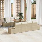 vidaXL Tuin Sofa Set met opslag 8 pcs Beige Poly riet, Verzenden, Nieuw, Rotan
