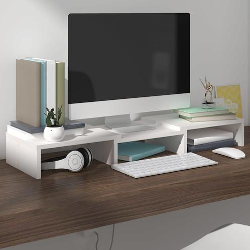 vidaXL Monitorstandaard 60x24x10,5 cm massief grenenhout wit, Huis en Inrichting, Kasten | Televisiemeubels, Minder dan 25 cm