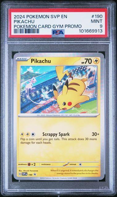PSA 9 | Pikachu Asia Gym Promo | SV Black Star Promo |, Hobby en Vrije tijd, Verzamelkaartspellen | Pokémon, Ophalen of Verzenden