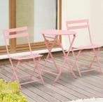 3-delige Roze Bistroset – Opvouwbare Tafel & Stoelen, Tuin en Terras, Verzenden, Nieuw