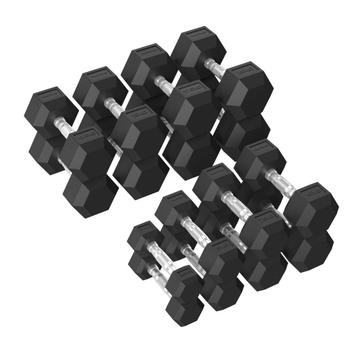 Tunturi Platinum Hex Rubber Dumbbell Set, 2.5 - 20kg beschikbaar voor biedingen