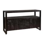 Dressoir Mangohout Britt 140 2 Deuren 3 Lades Zwart, Huis en Inrichting, Kasten | Dressoirs, 100 tot 150 cm, Verzenden, Nieuw