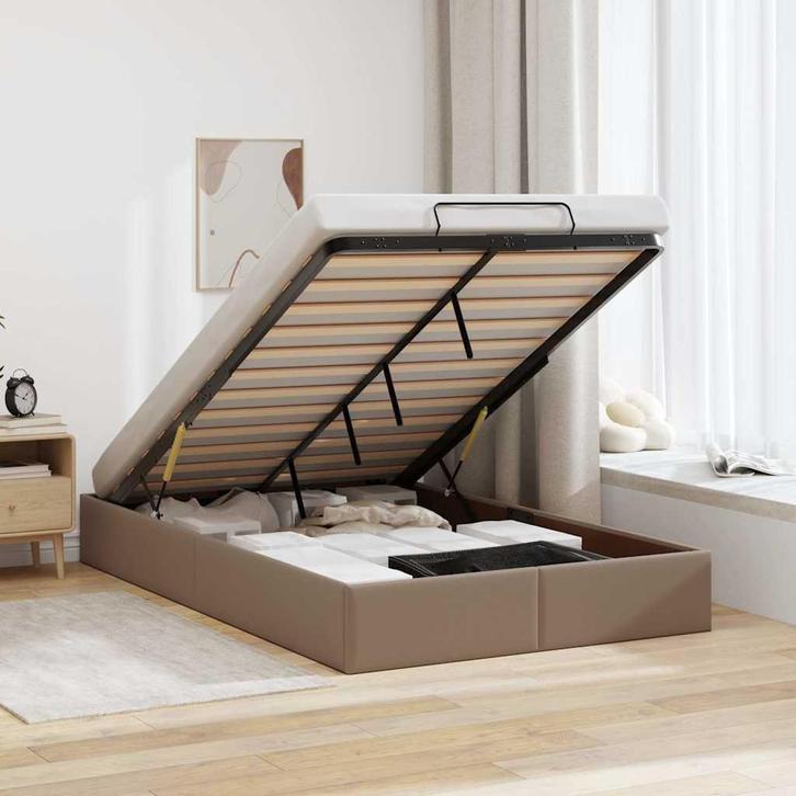 vidaXL Bedframe zonder matras 120x200 cm kunstleer, Huis en Inrichting, Slaapkamer | Bedden, 120 cm, 200 cm, Bruin, Twijfelaar