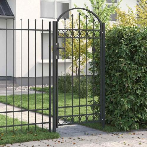 vidaXL Hekpoort Grijs 100 x 250 cm Poedergecoat staal, Tuin en Terras, Tuinpoorten, Nieuw, Verzenden