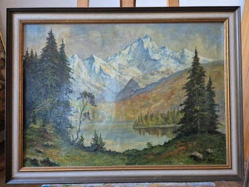 Broeke (XX) - Landschaft mit See und Alpen, Antiek en Kunst, Kunst | Schilderijen | Klassiek