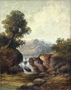 William Webb (XIX) - A river scene with angler, Antiek en Kunst