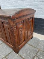 antieke eiken  kist dekenkist 110 cm breed en 59 cm hoog, Minder dan 50 cm, Gebruikt, 100 tot 150 cm, 50 tot 75 cm