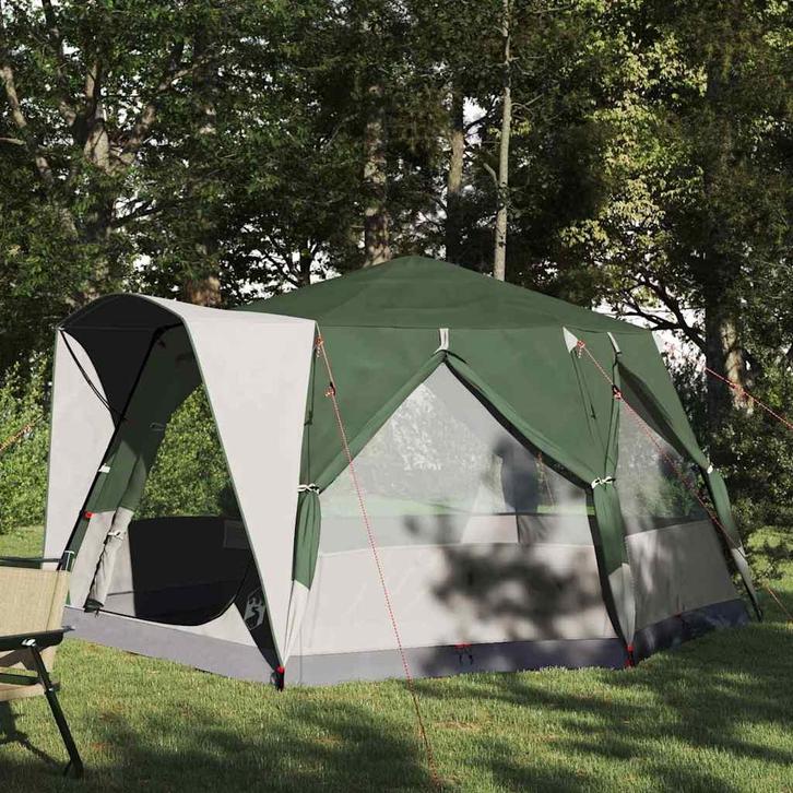 vidaXL Huisje Tent met dak met opslag Groen en Wit 333 x 317, Caravans en Kamperen, Tenten, Nieuw, Verzenden