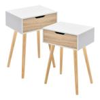 Bijzettafel Östersund 60x40x29,5 cm set van 2 wit en eikenkl, Huis en Inrichting, Tafels | Bijzettafels, Verzenden, Nieuw