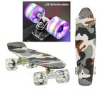 Sajan - Skateboard - LED - Penny board - Camouflage Grijs -, Nieuw, Skateboard, Verzenden