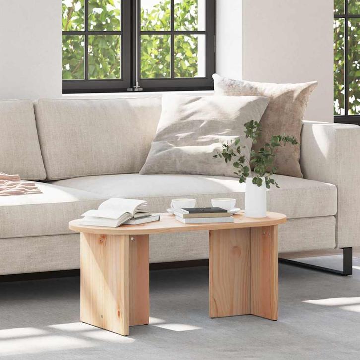 vidaXL Salontafel Naturel 80 x 39.5 x 35 cm Massief, Huis en Inrichting, Tafels | Salontafels, Nieuw, Grenenhout, Minder dan 50 cm
