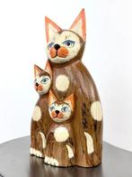 Figuur - Famiglia di gatti in legno dipinti a mano - Hout