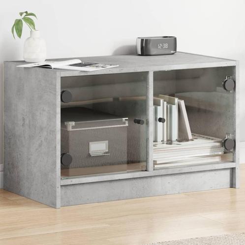 vidaXL Tv-meubel met glazen deuren 68x37x42 cm betongrijs, Huis en Inrichting, Kasten | Televisiemeubels, 25 tot 50 cm, Nieuw