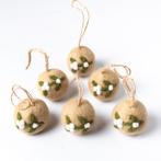 Kerstballen Vilt - Mistletoe Small - Set 6 stuks - 5cm - Bei, Diversen, Kerst, Ophalen of Verzenden, Nieuw