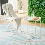 Tuintafel Sandefjord bijzettafel metaal 53x46x46cm wit [en.c, Huis en Inrichting, Tafels | Bijzettafels, Verzenden, Nieuw