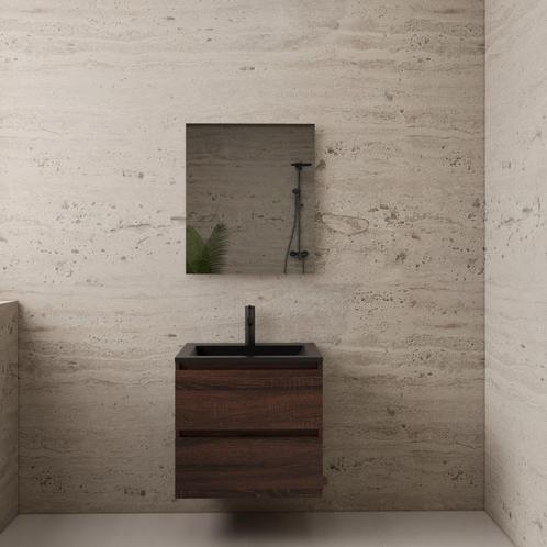 ACTIE BWS Badmeubel | Paris | Sonoma Choco 60 cm | Mat Zwart, Doe-het-zelf en Verbouw, Sanitair, Bad, Nieuw, Ophalen of Verzenden