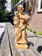 Snijwerk, Saint Joseph holding the infant Jesus - 25 cm -, Antiek en Kunst