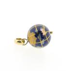 18 Krt. Gouden wereldbol hanger met emaille (gouden hanger), Ophalen of Verzenden, Gebruikt, Goud, Overige merken