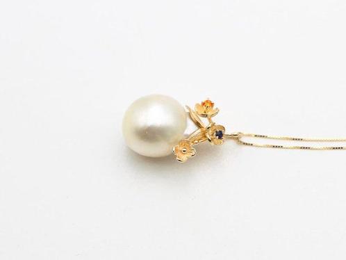 Ketting met hanger - 14 karaat Geel goud Parel - Saffier, Sieraden, Tassen en Uiterlijk, Antieke sieraden