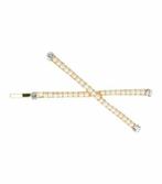 Haarspeld schuifspeldje - Dubbel pareltjes strass 6cm - Goud, Nieuw