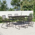vidaXL 7-delige Tuinset PVC-rattan zwart, Tuin en Terras, Kunststof, Verzenden, 6 zitplaatsen, Nieuw