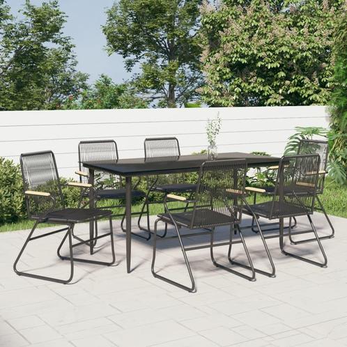 vidaXL 7-delige Tuinset PVC-rattan zwart, Tuin en Terras, Tuinsets en Loungesets, Tuinset, Nieuw, 6 zitplaatsen, Kunststof, Verzenden