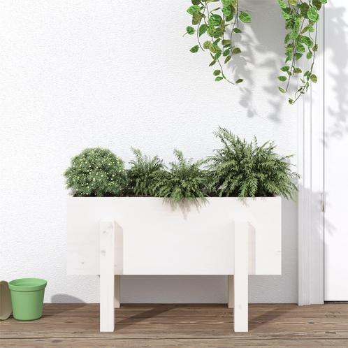 vidaXL Plantenbak 62x30x38 cm massief grenenhout wit, Tuin en Terras, Bloembakken en Plantenbakken, 60 tot 100 cm, Nieuw, Hout