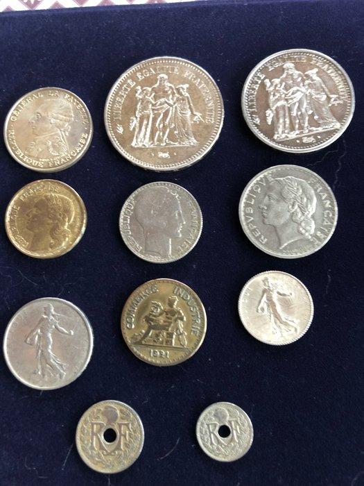 Frankrijk. Lot de 11 monnaies, dont 6 en argent (Zonder, Postzegels en Munten, Munten | Europa | Niet-Euromunten