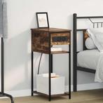 vidaXL Nachtkastje Gerookt eiken 41 x 28 x 76 cm Bewerkt, Verzenden, Nieuw, Hout, Minder dan 45 cm