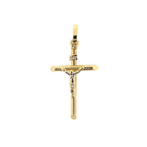 Gouden hanger van een kruis met corpus | INRI, Sieraden, Tassen en Uiterlijk, Bedels, Gebruikt, Overige merken, Goud, Ophalen of Verzenden
