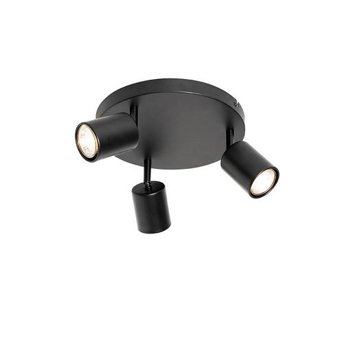 Moderne plafondlamp zwart verstelbaar rond 3-lichts - Java, Huis en Inrichting, Lampen | Plafondlampen, Nieuw, Overige materialen